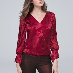 💋 NWT White House Black Market Floral Burnout Blouse 💫